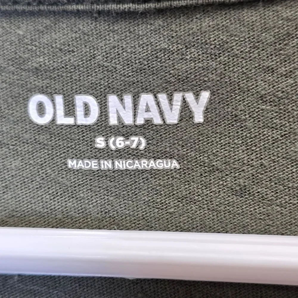 Old Navy Boys S (6-7) Notorious Biggie Graphic Crewneck Long Sleeve Shirt Olive